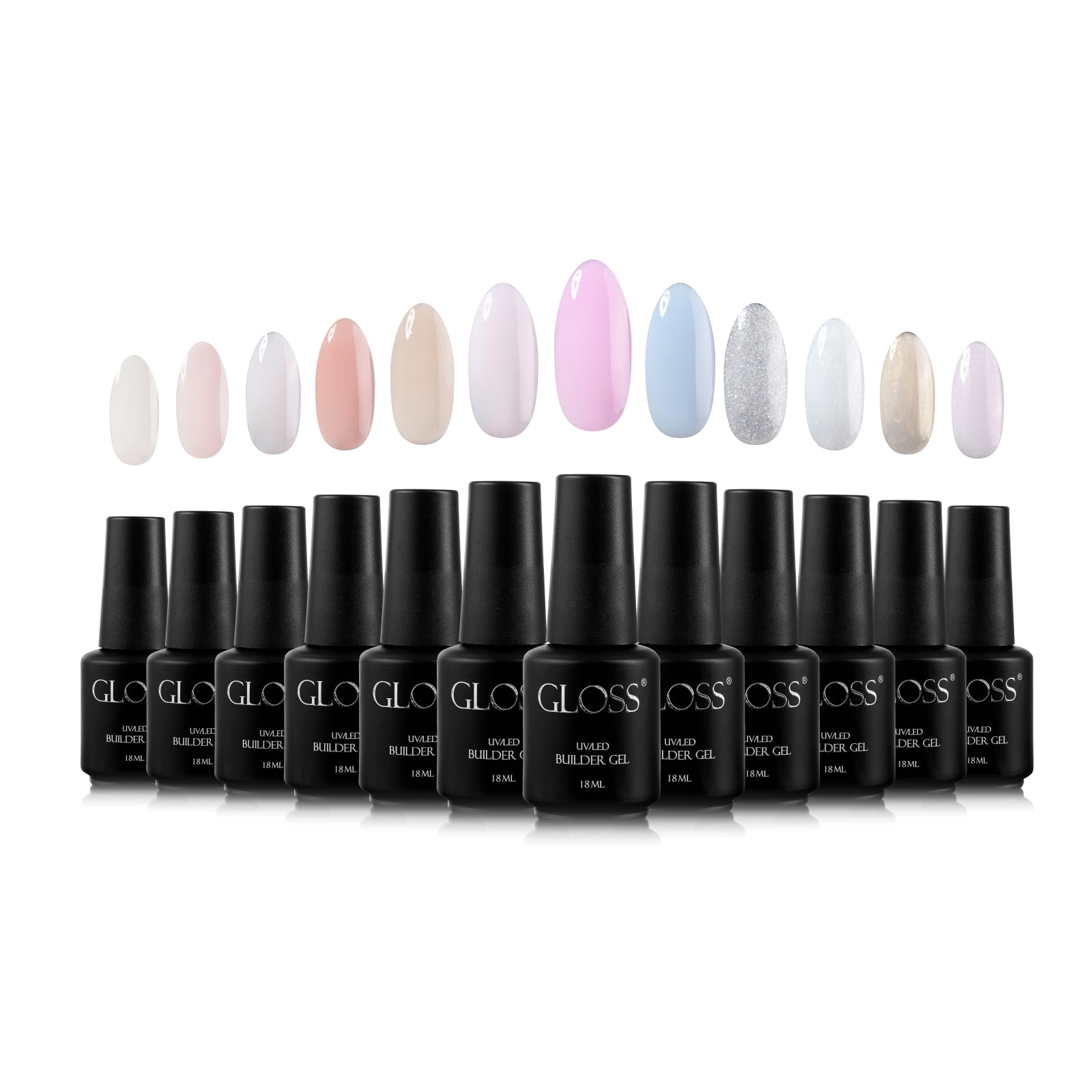 GLOSS Builder gel set, 12 pcs (18 ml with brush)